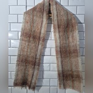 Vintage Donegal Design Mohair Wool Blend Scarf Rectangular Shape Color Gray Rust